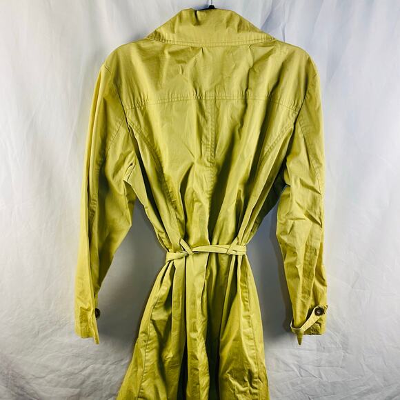 Garnet Hill Lime Green Cotton Double Breasted Belted Trench Coat Size‎ XL - Picture 2 of 6